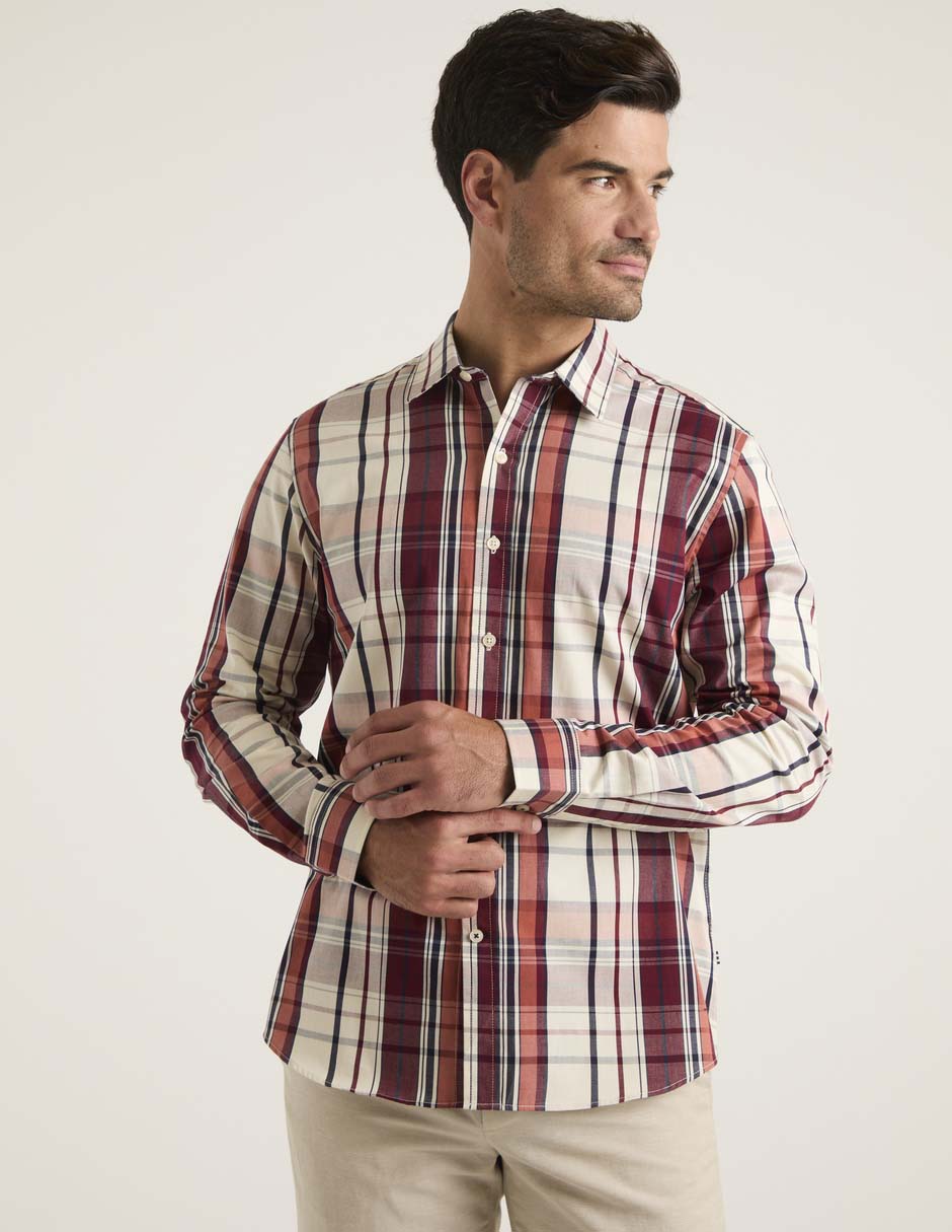 Camisa casual de algodón manga larga para hombre