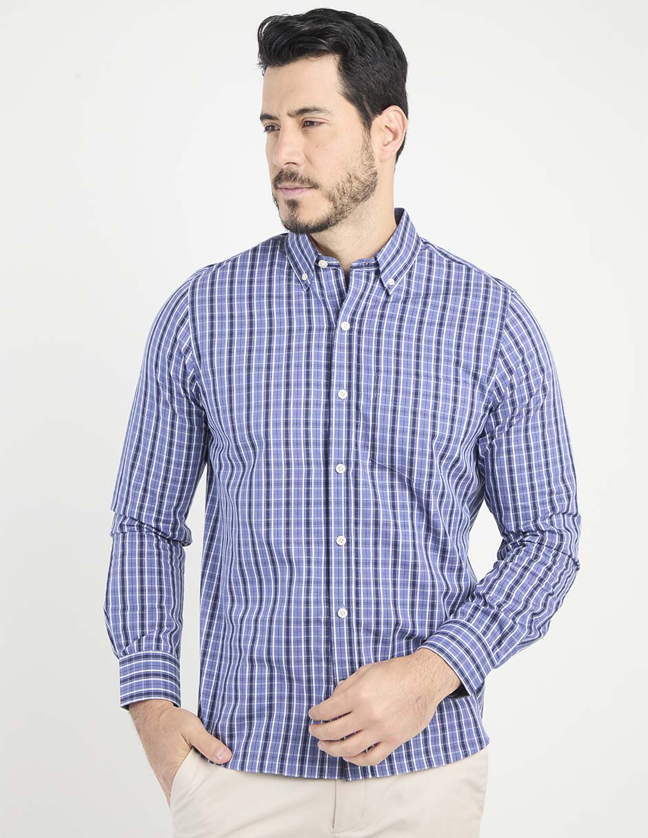 Camisa Casual De Cuello Solapa De Mezclilla Para Hombre