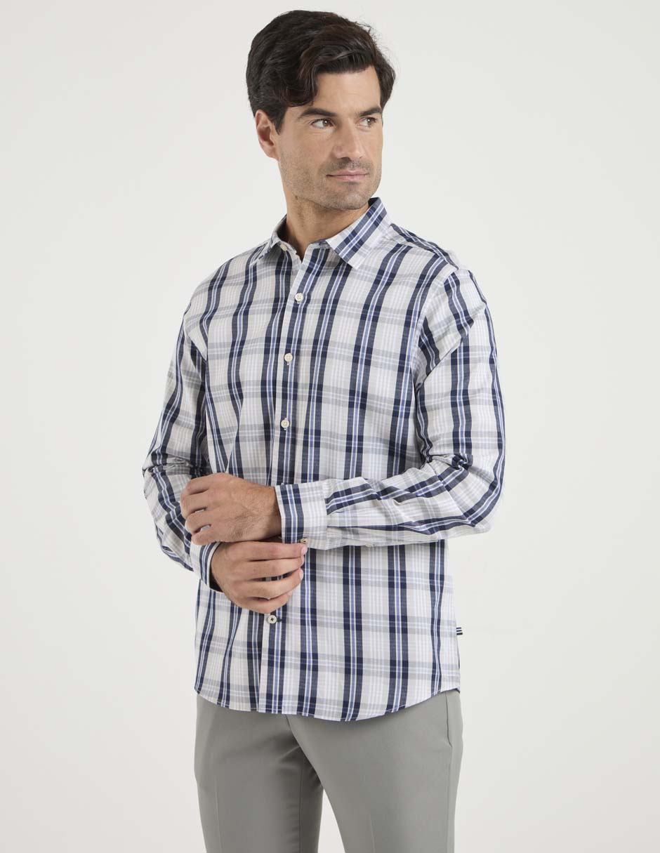 Camisa business casual de algodón manga larga para hombre Camisa business casual de algodón manga larga para hombre