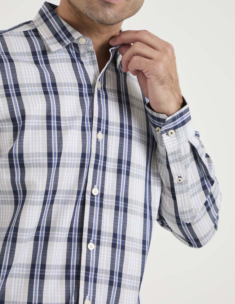 Camisa business casual de algodón manga larga para hombre 4