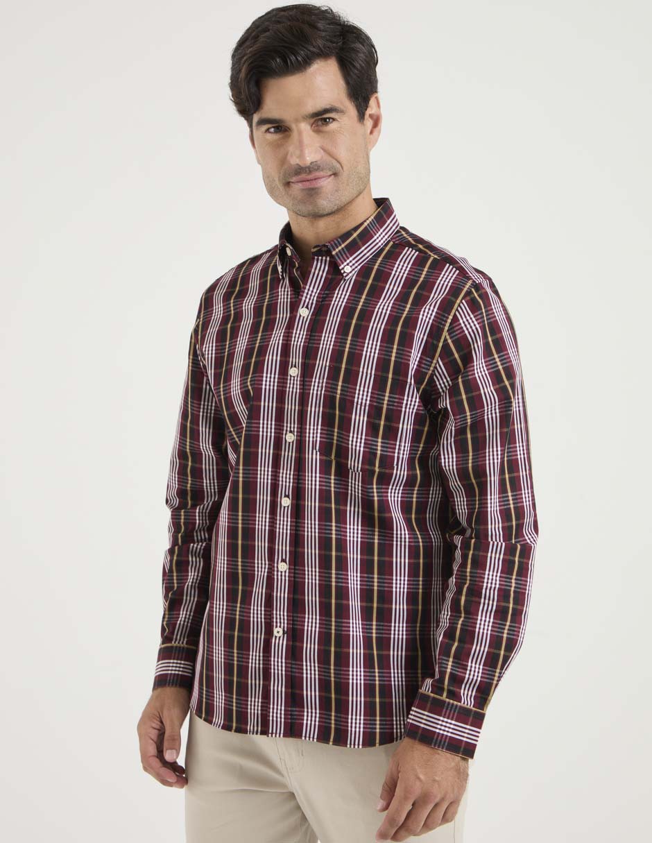 Camisa casual de algodón manga larga para hombre