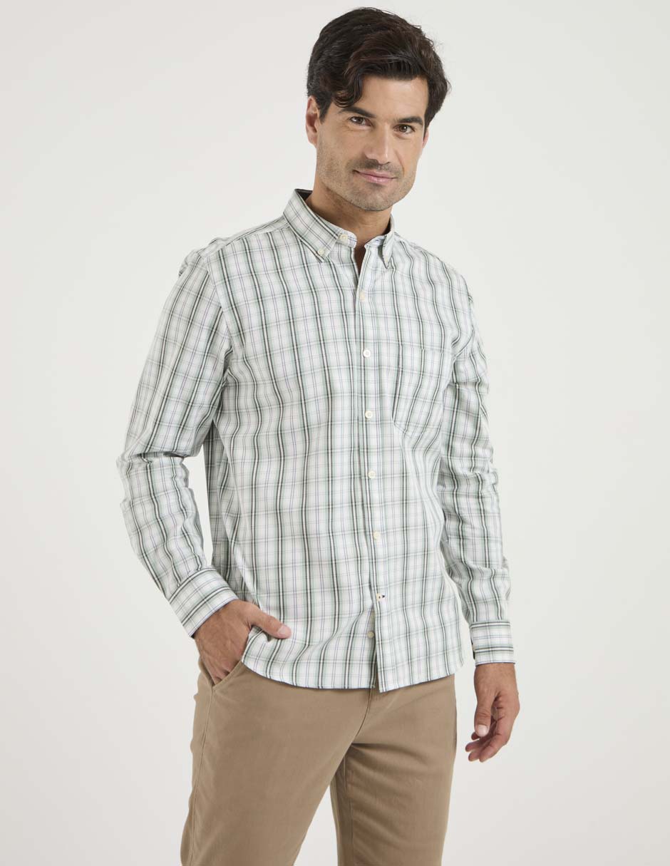 Camisa casual de algodón manga larga para hombre Camisa casual de algodón manga larga para hombre