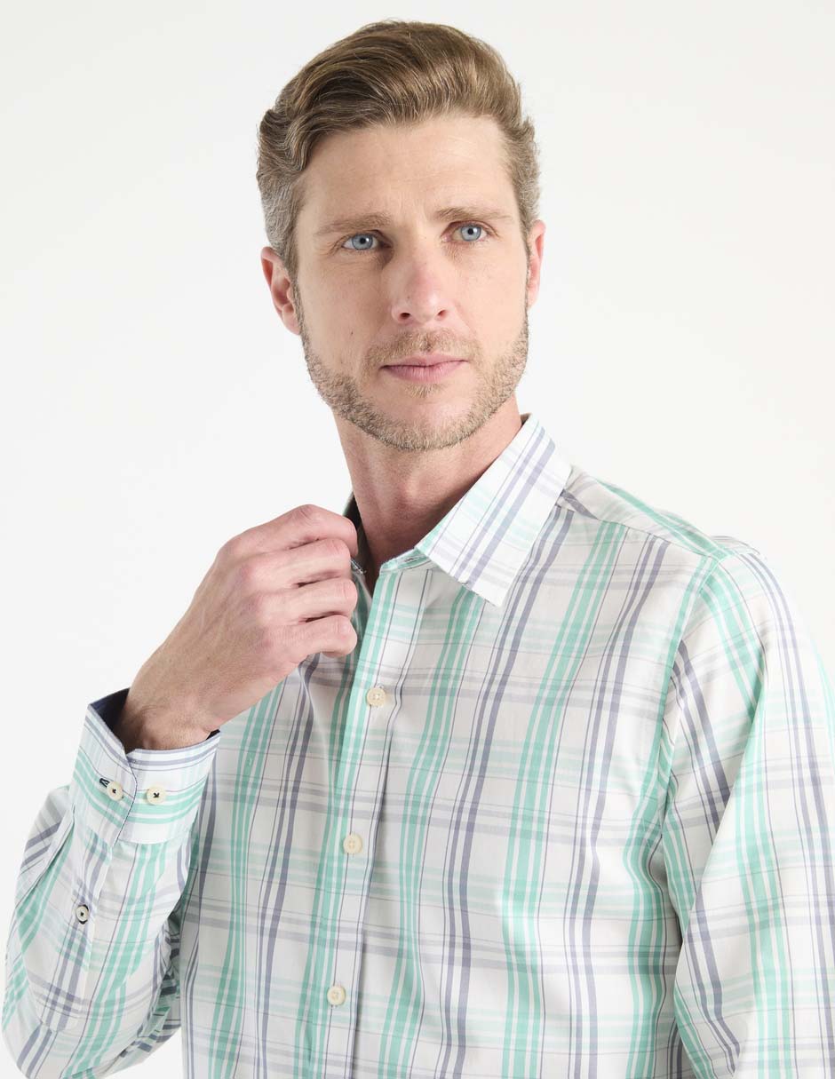 Camisa casual manga larga para hombre 4
