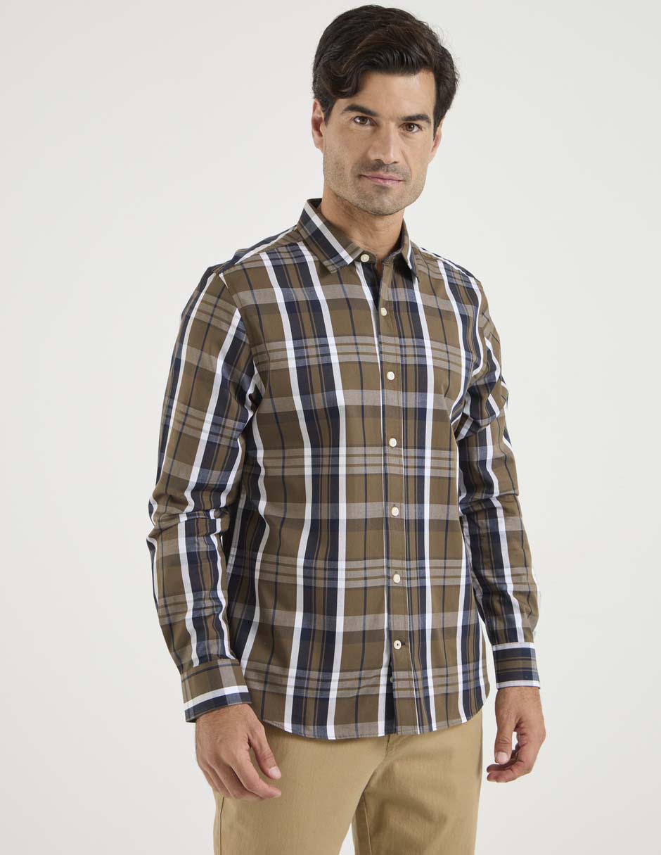 Camisa casual de algodón manga larga para hombre Camisa casual de algodón manga larga para hombre