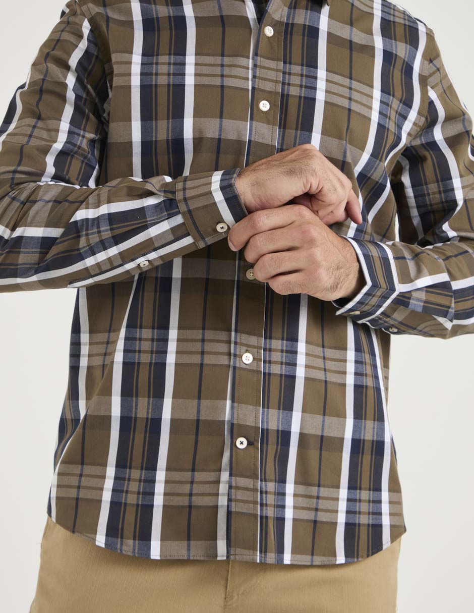Camisa casual de algodón manga larga para hombre 5