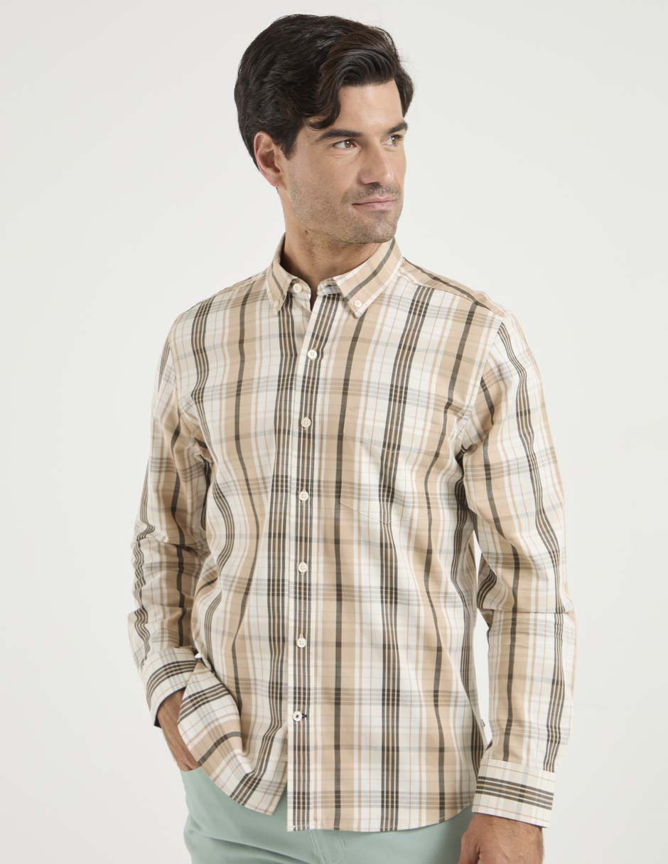 Camisa casual de algodón manga larga para hombre