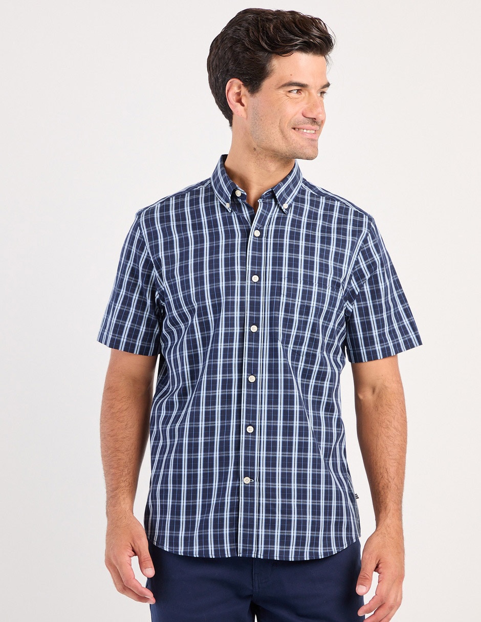 Camisa casual de algodón manga corta para hombre