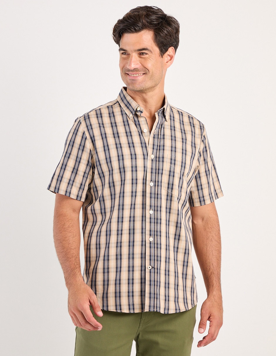 Camisa casual de algodón manga corta para hombre