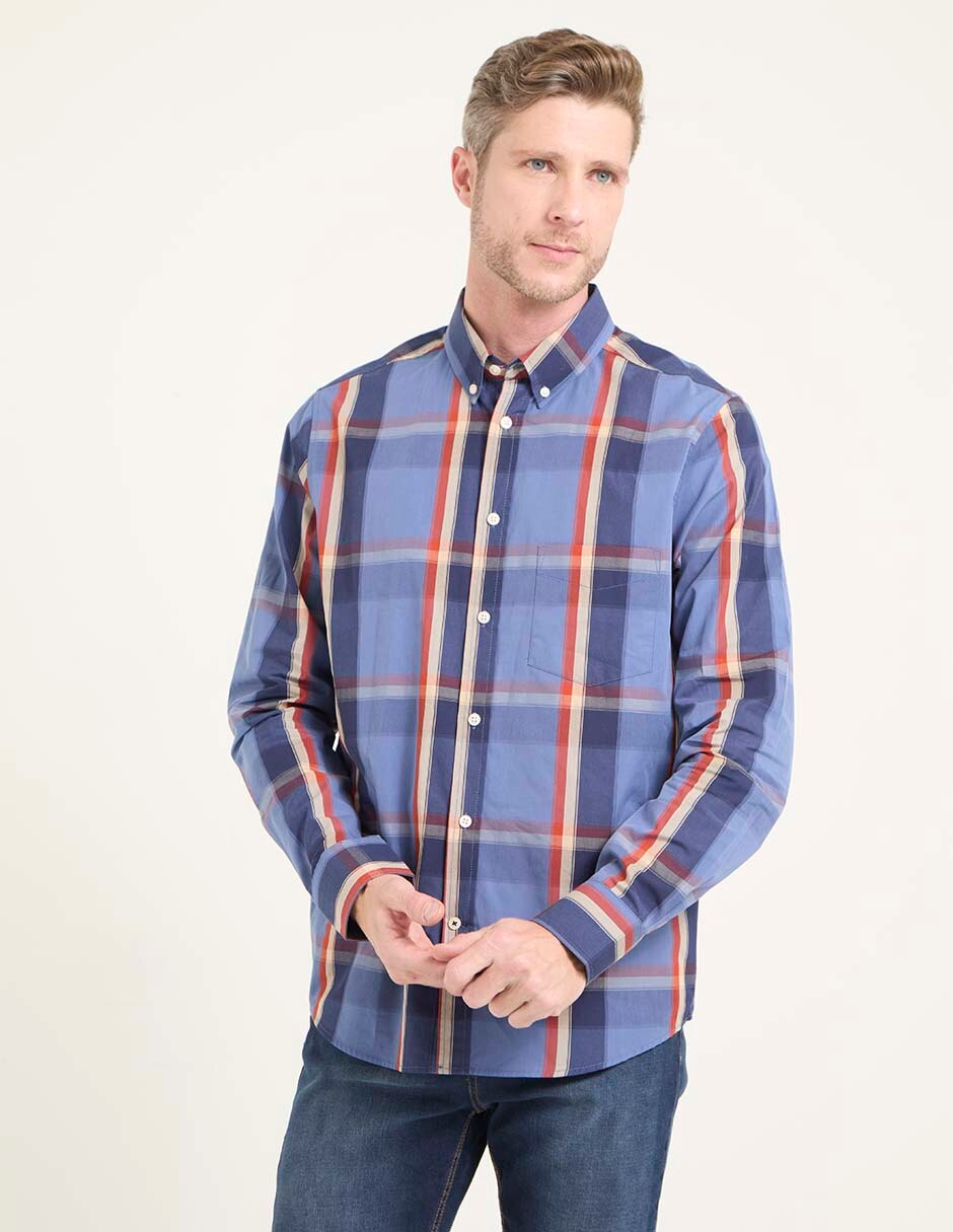 Camisa casual de algodón manga Larga para hombre