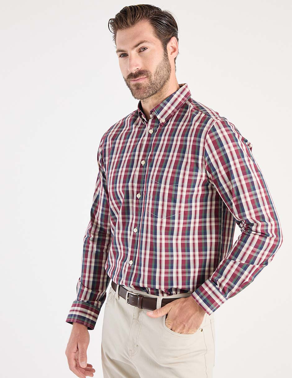Camisa business casual de algodón manga larga para hombre