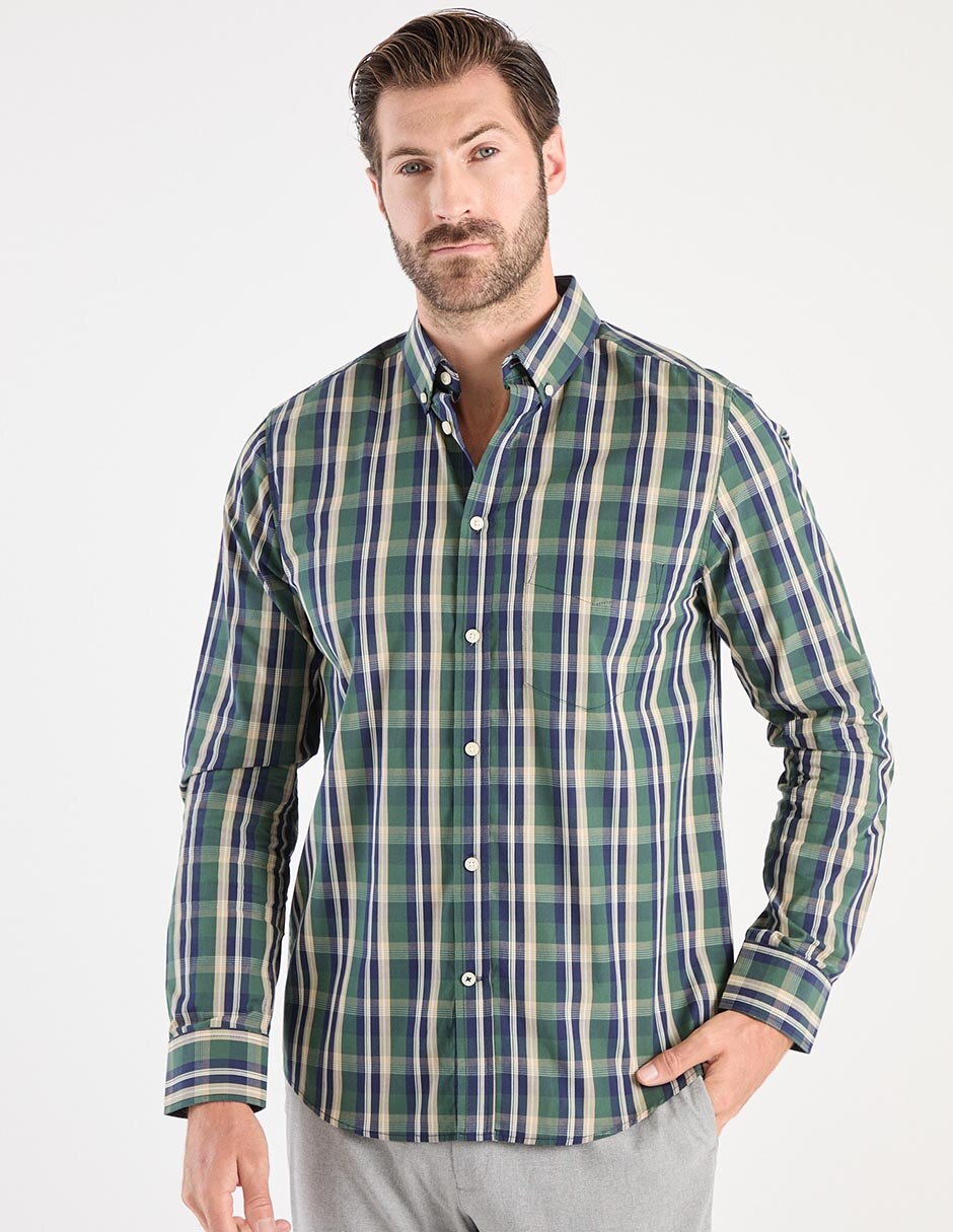 Camisa business casual de algodón manga larga para hombre Camisa business casual de algodón manga larga para hombre