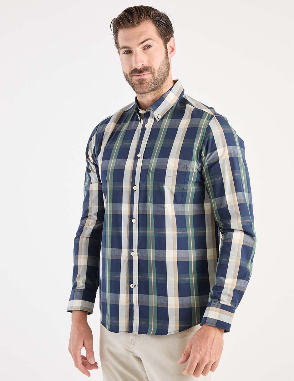 Camisa business casual de algodón manga larga para hombre Camisa business casual de algodón manga larga para hombre