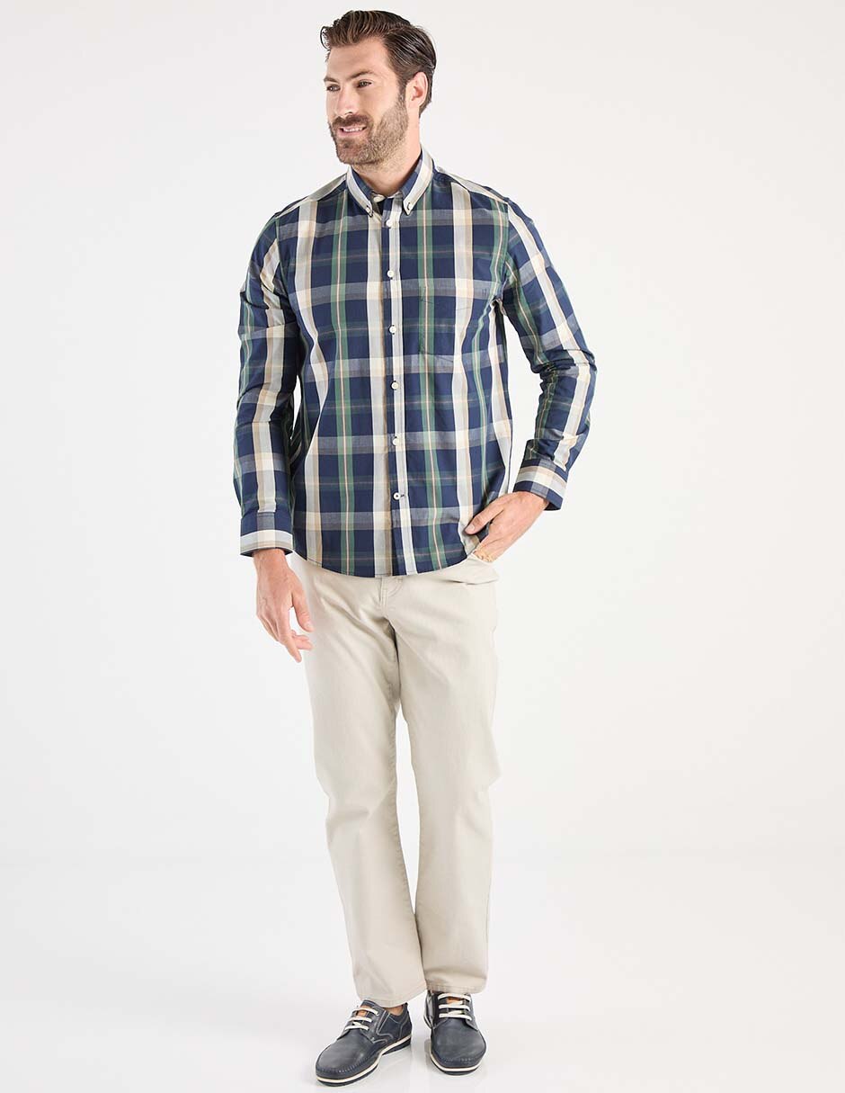 Camisa business casual de algodón manga larga para hombre 3