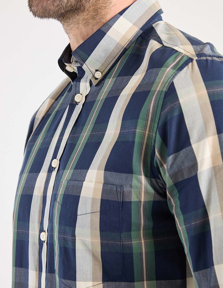 Camisa business casual de algodón manga larga para hombre 4