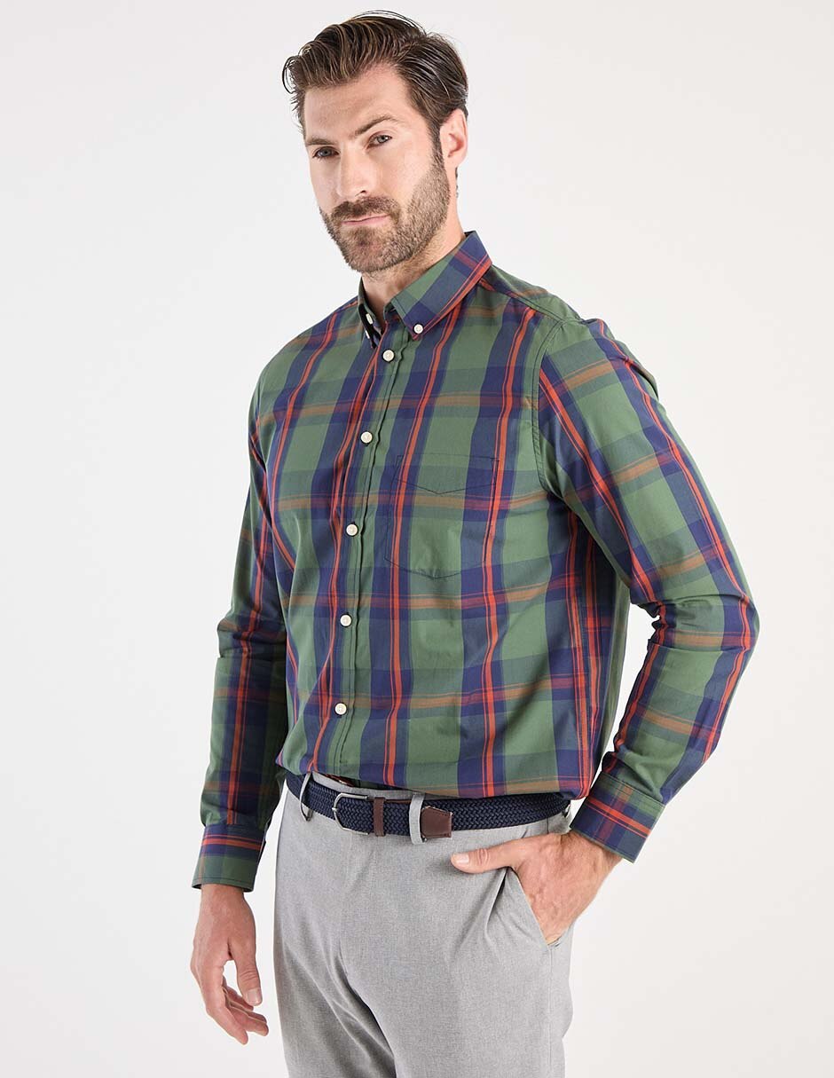 Camisa business casual de algodón manga larga para hombre Camisa business casual de algodón manga larga para hombre