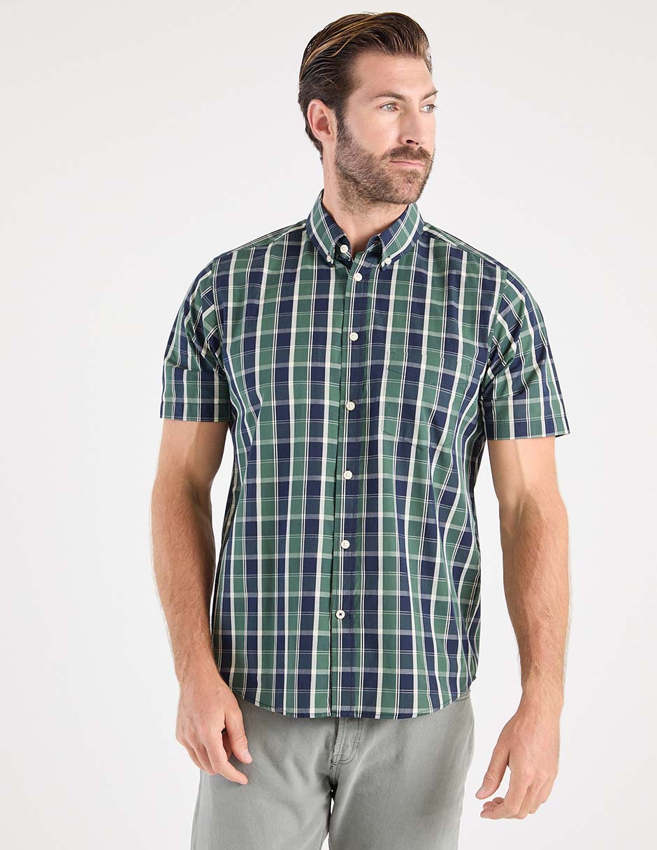 Camisa casual de algodón manga corta para hombre