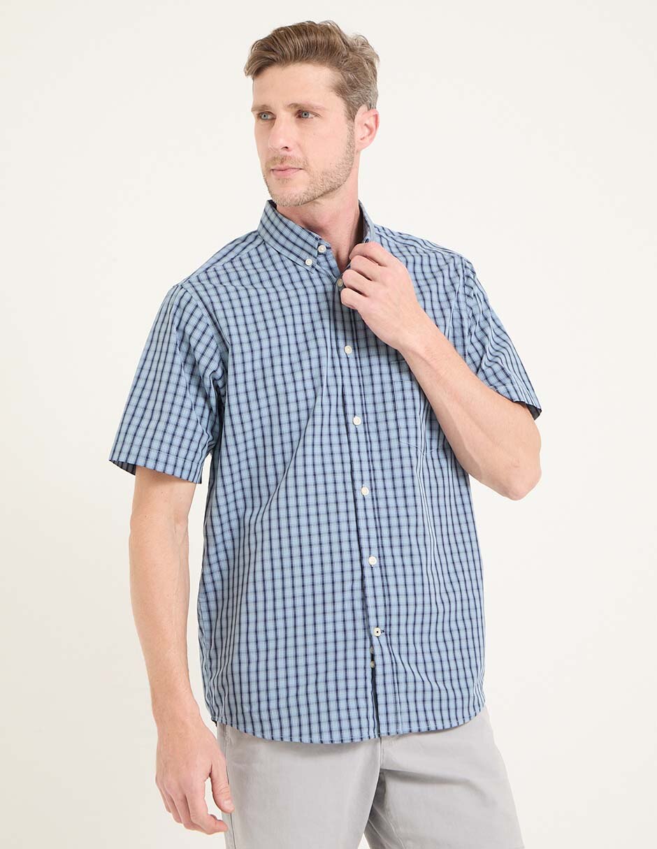 Camisa casual de algodón manga corta para hombre