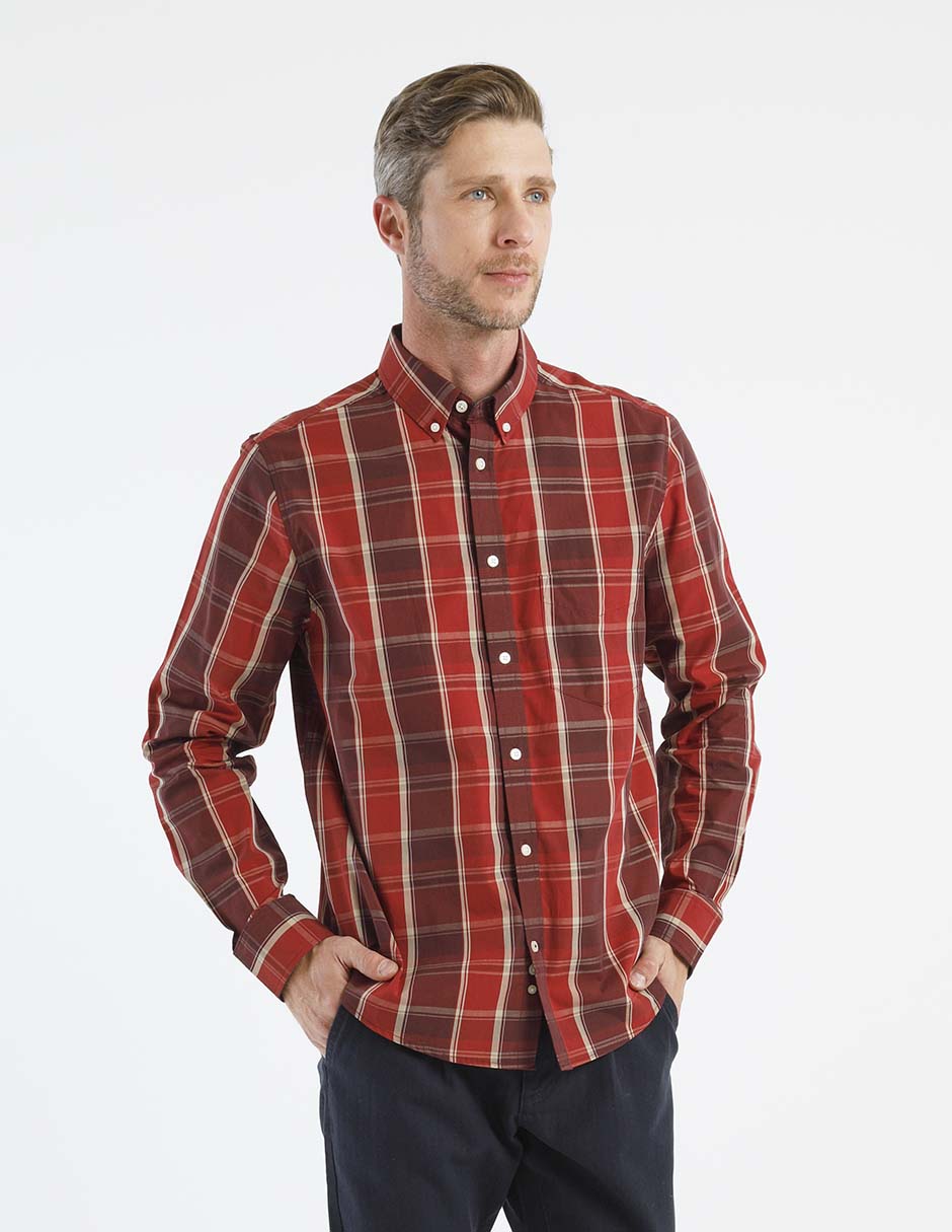 Camisa casual manga larga para hombre