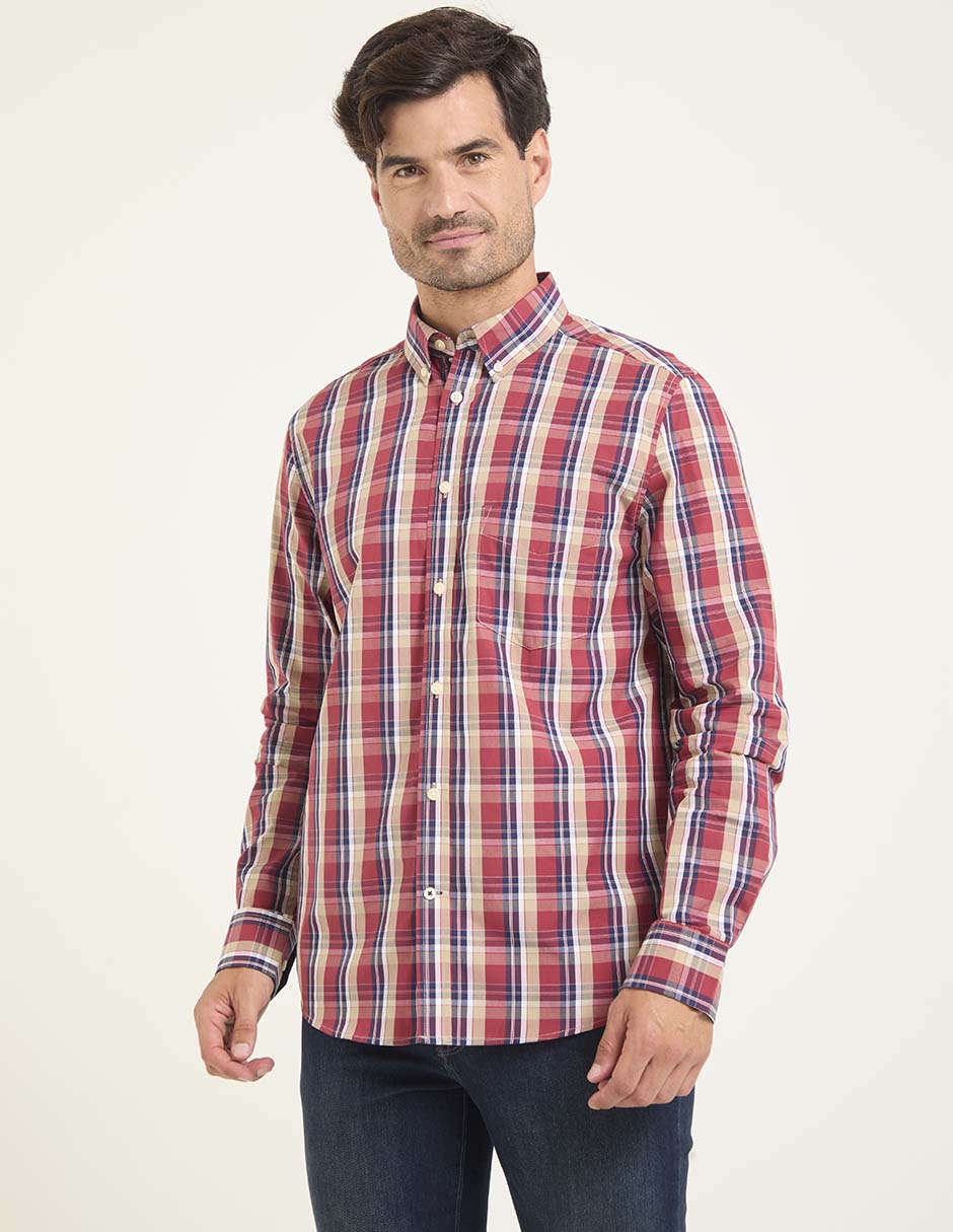 Camisa casual manga larga para hombre