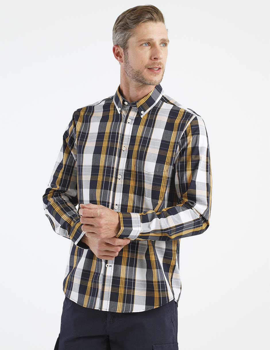 Camisa casual de algodón manga larga para hombre Camisa casual de algodón manga larga para hombre