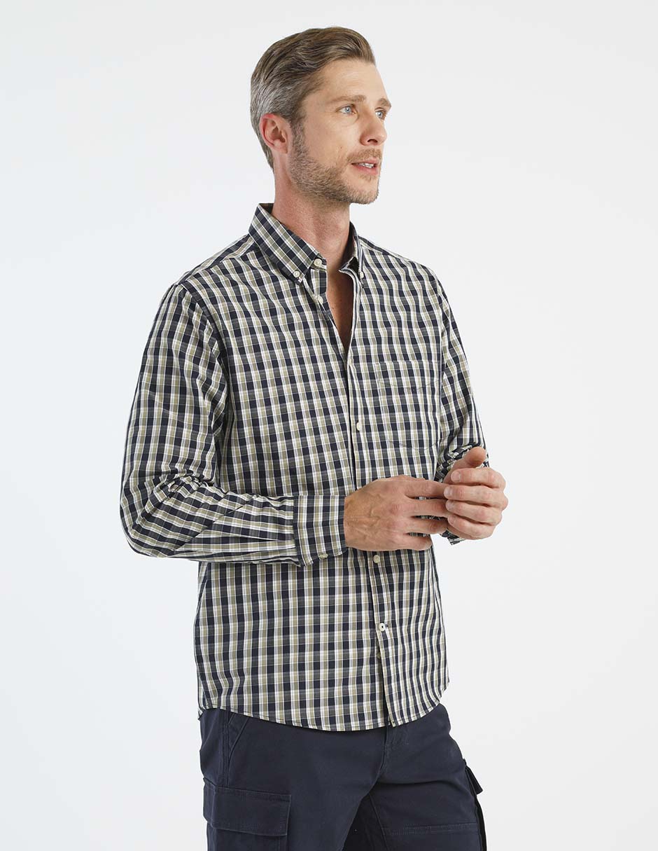 Camisa casual de algodón manga larga para hombre Camisa casual de algodón manga larga para hombre