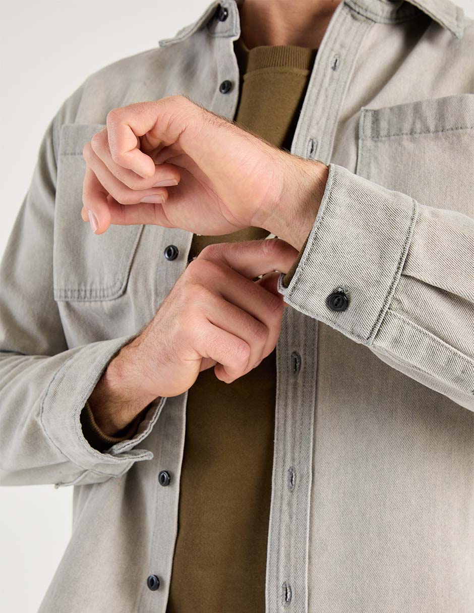 Camisa casual manga larga para hombre 4