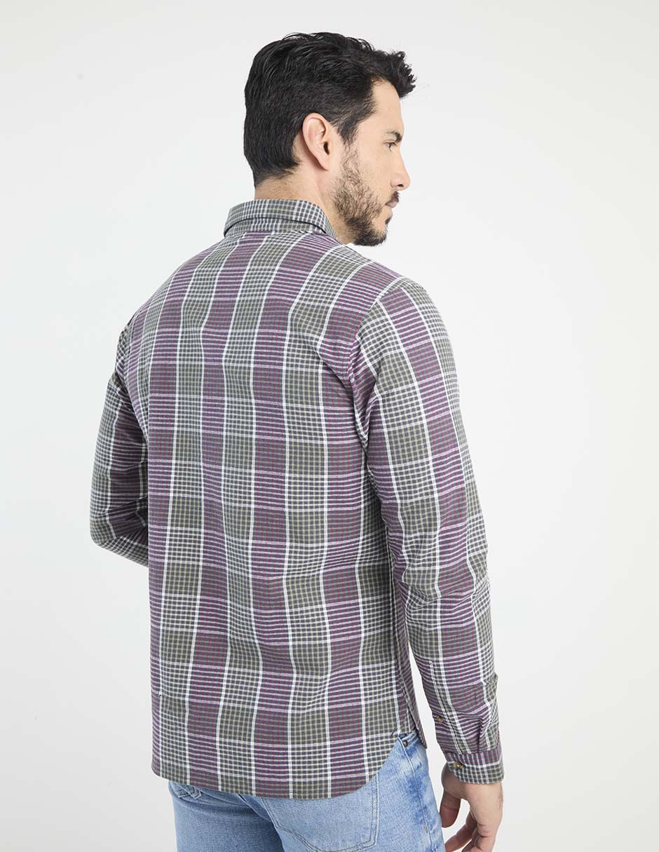 Camisa casual de algodón manga larga para hombre 2