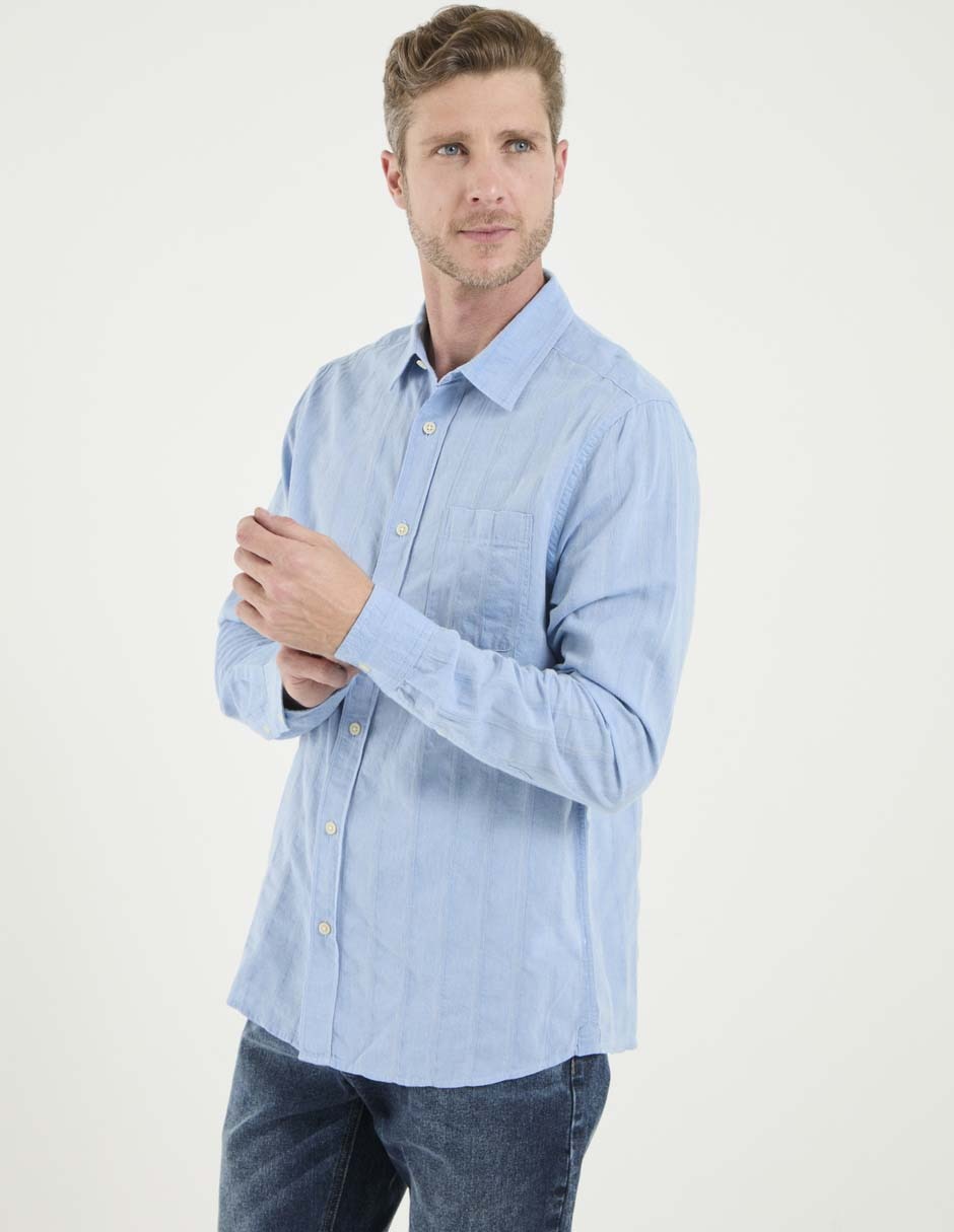 Camisa casual de algodón manga larga para hombre Camisa casual de algodón manga larga para hombre