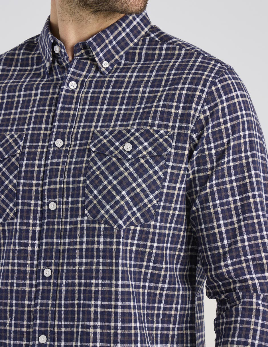 Camisa casual de algodón manga larga para hombre 4