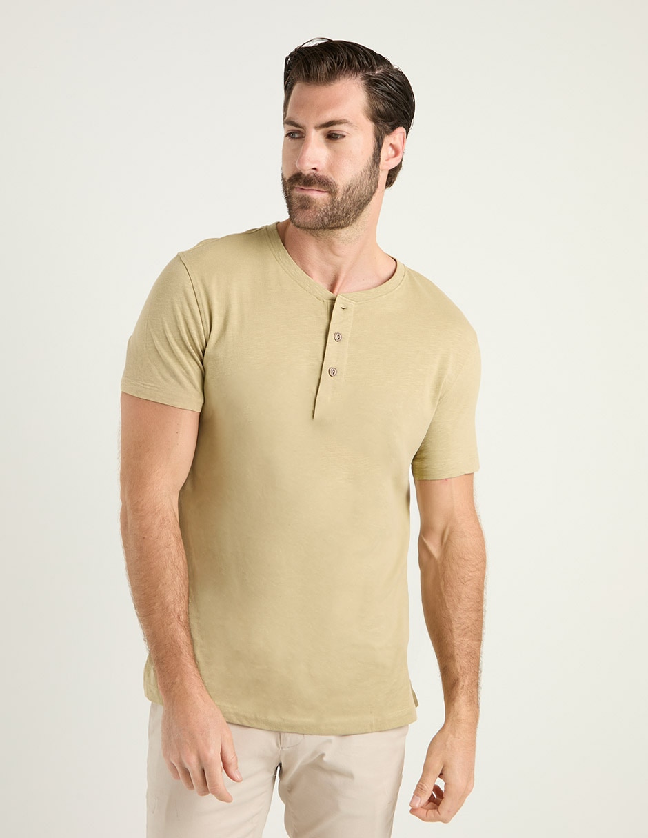 Playera cuello henley para hombre Playera cuello henley para hombre