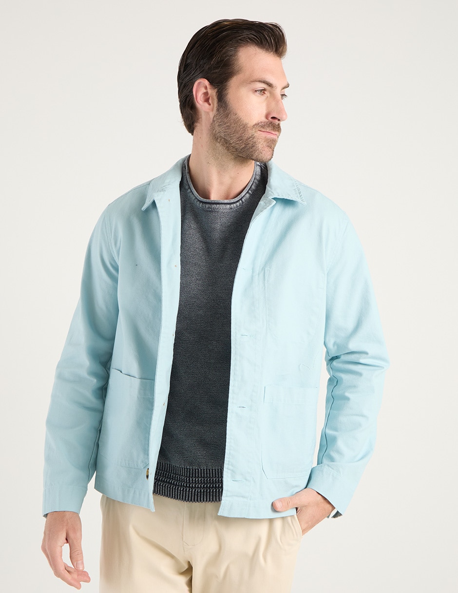 Sobrecamisa casual de algodón manga larga para hombre