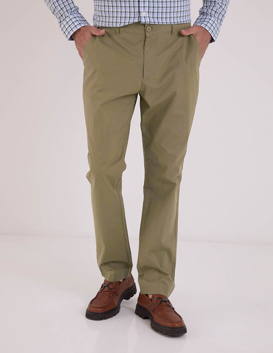 Pantalón chino regular de algodón para hombre