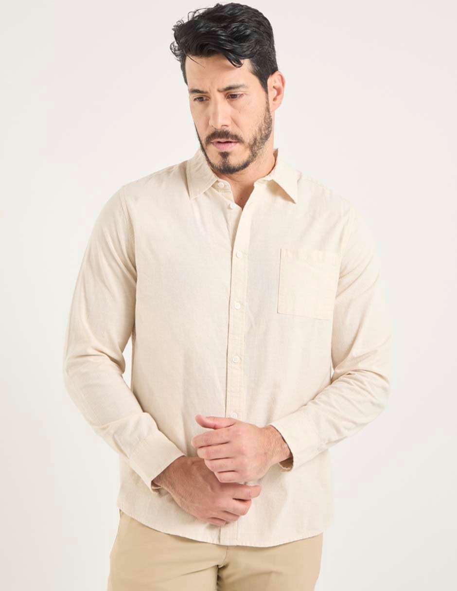 Camisa casual manga larga para hombre