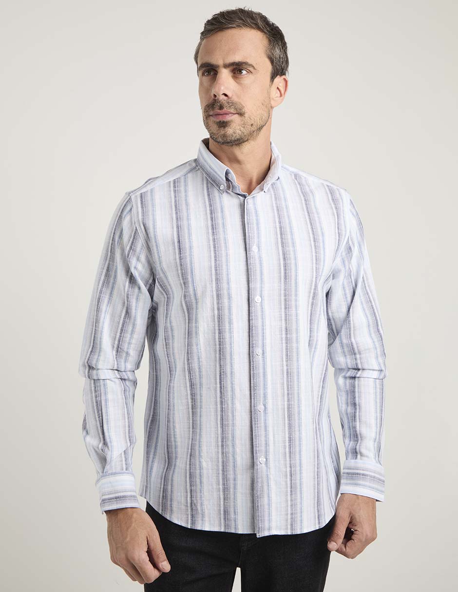 Camisa casual de algodón manga larga para hombre