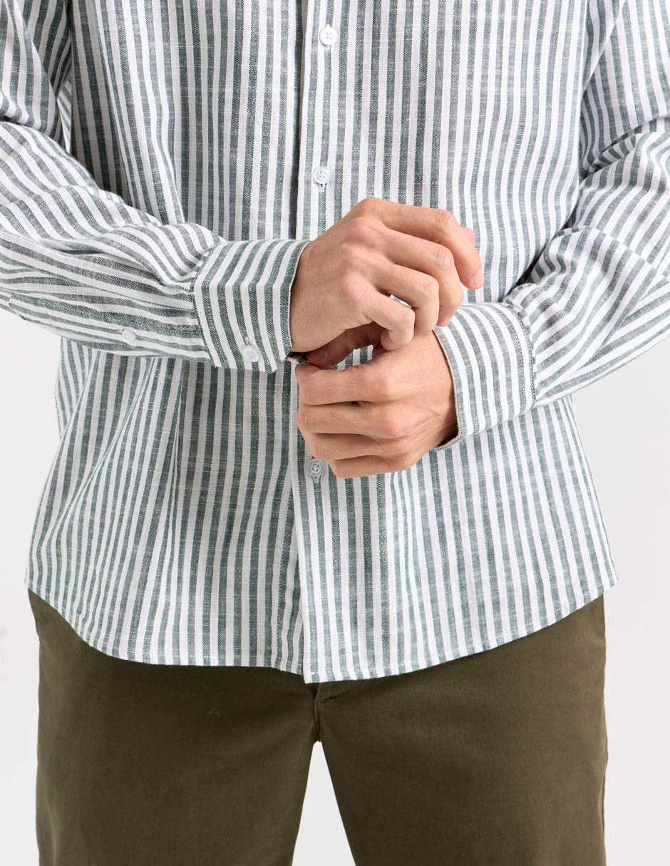 Camisa casual de algodón manga larga para hombre 5