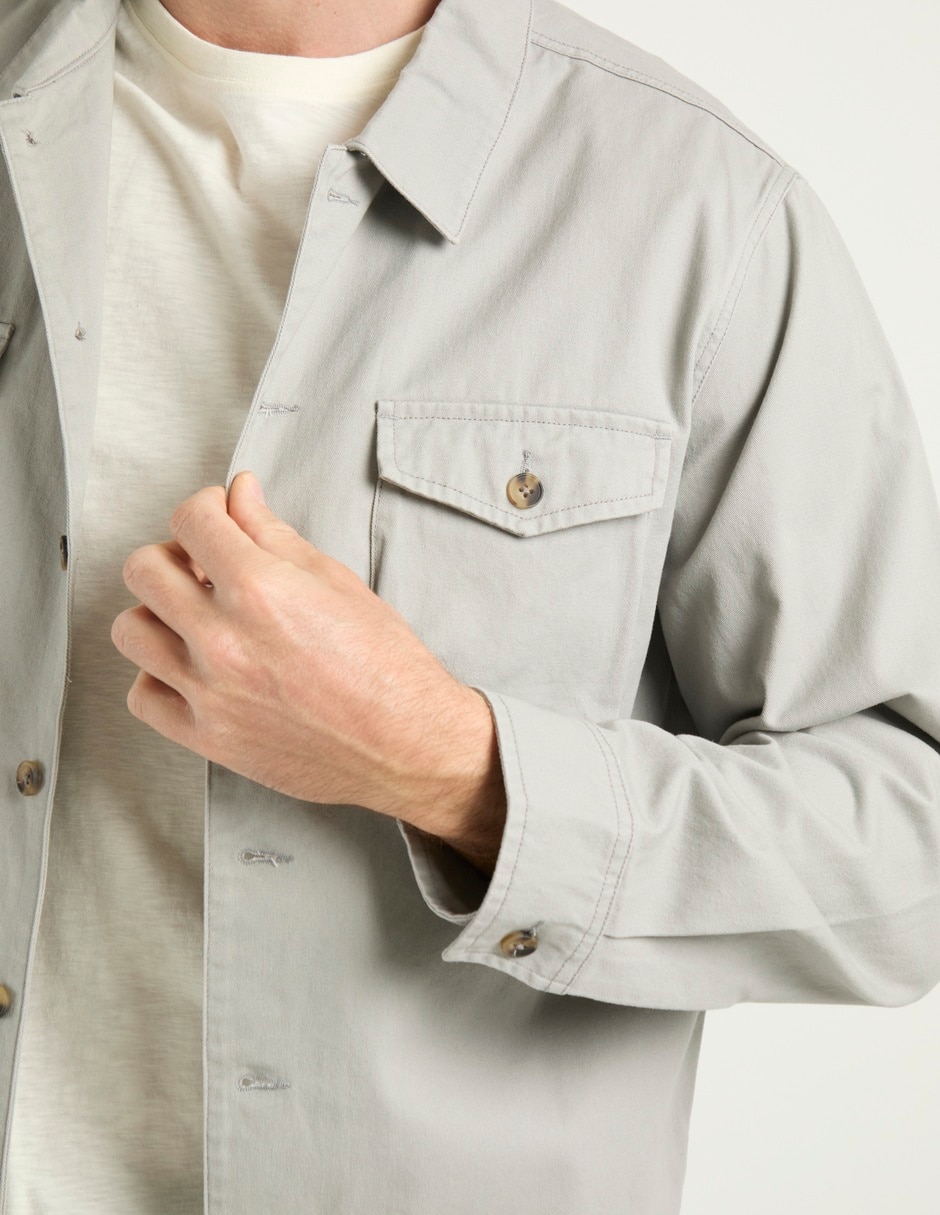 Sobrecamisa casual manga larga para hombre 4