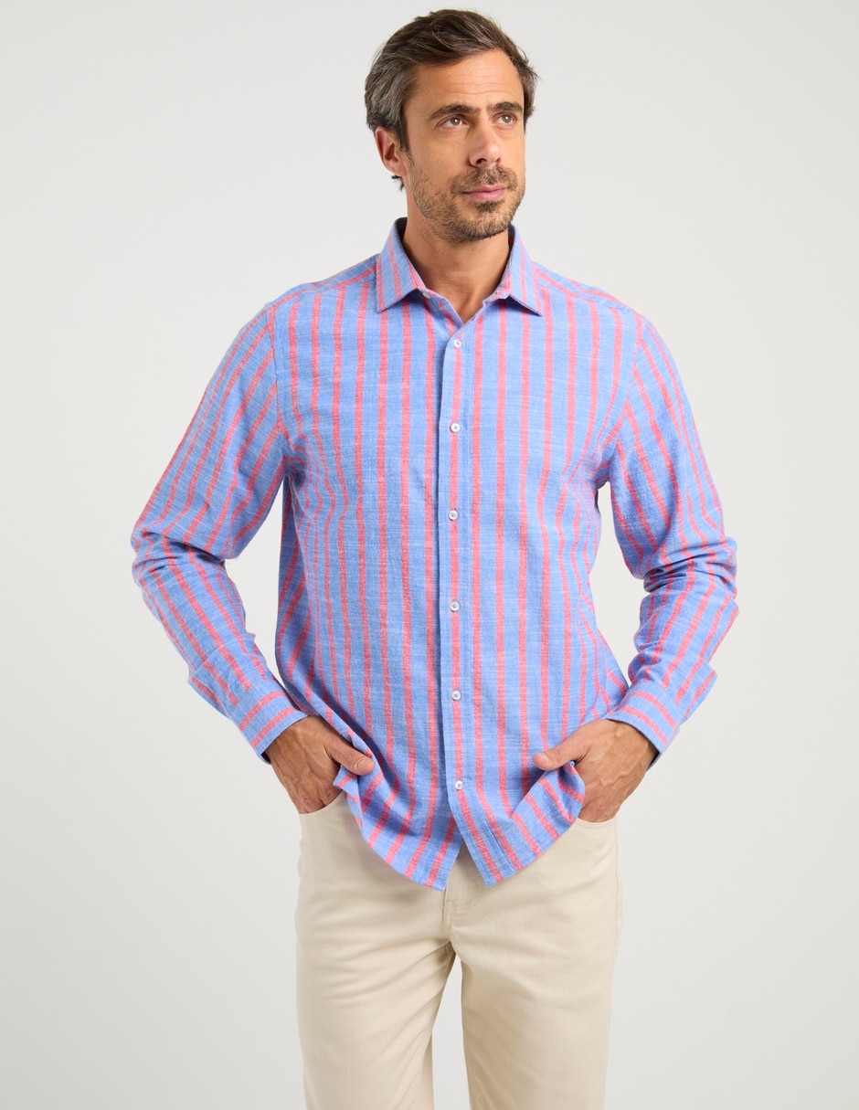 Camisa casual de algodón manga larga para hombre