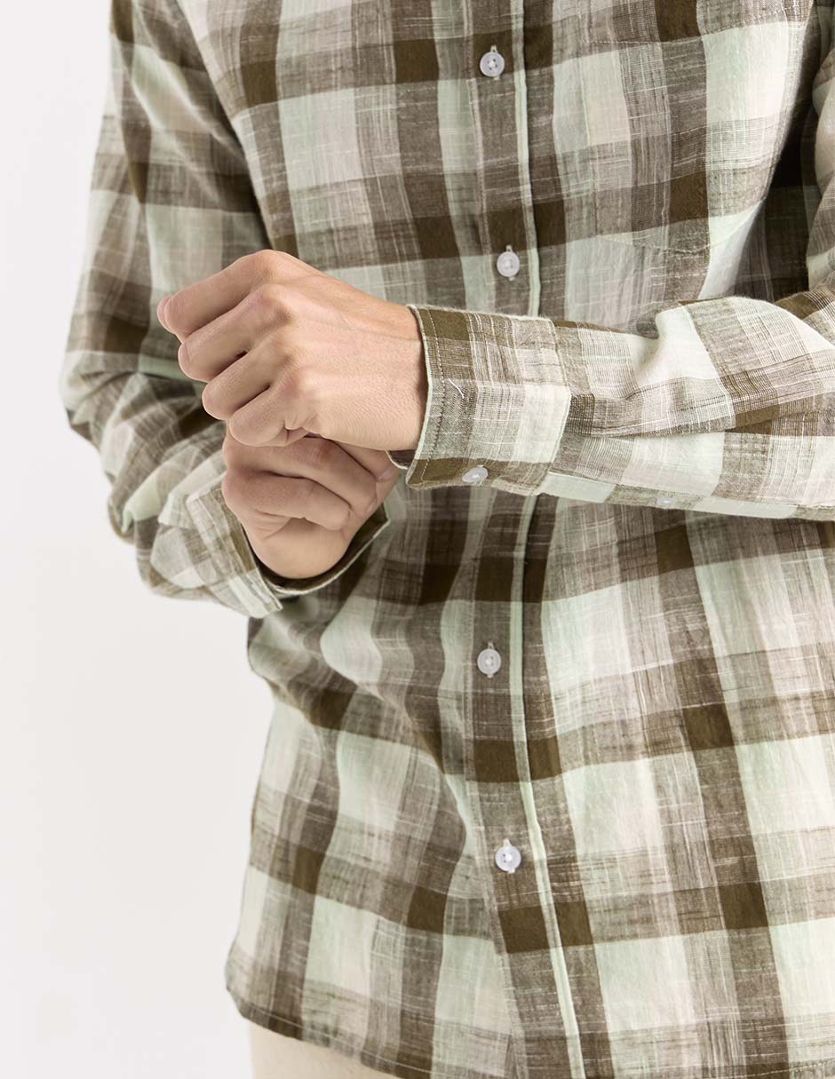 Camisa casual manga larga para hombre 4