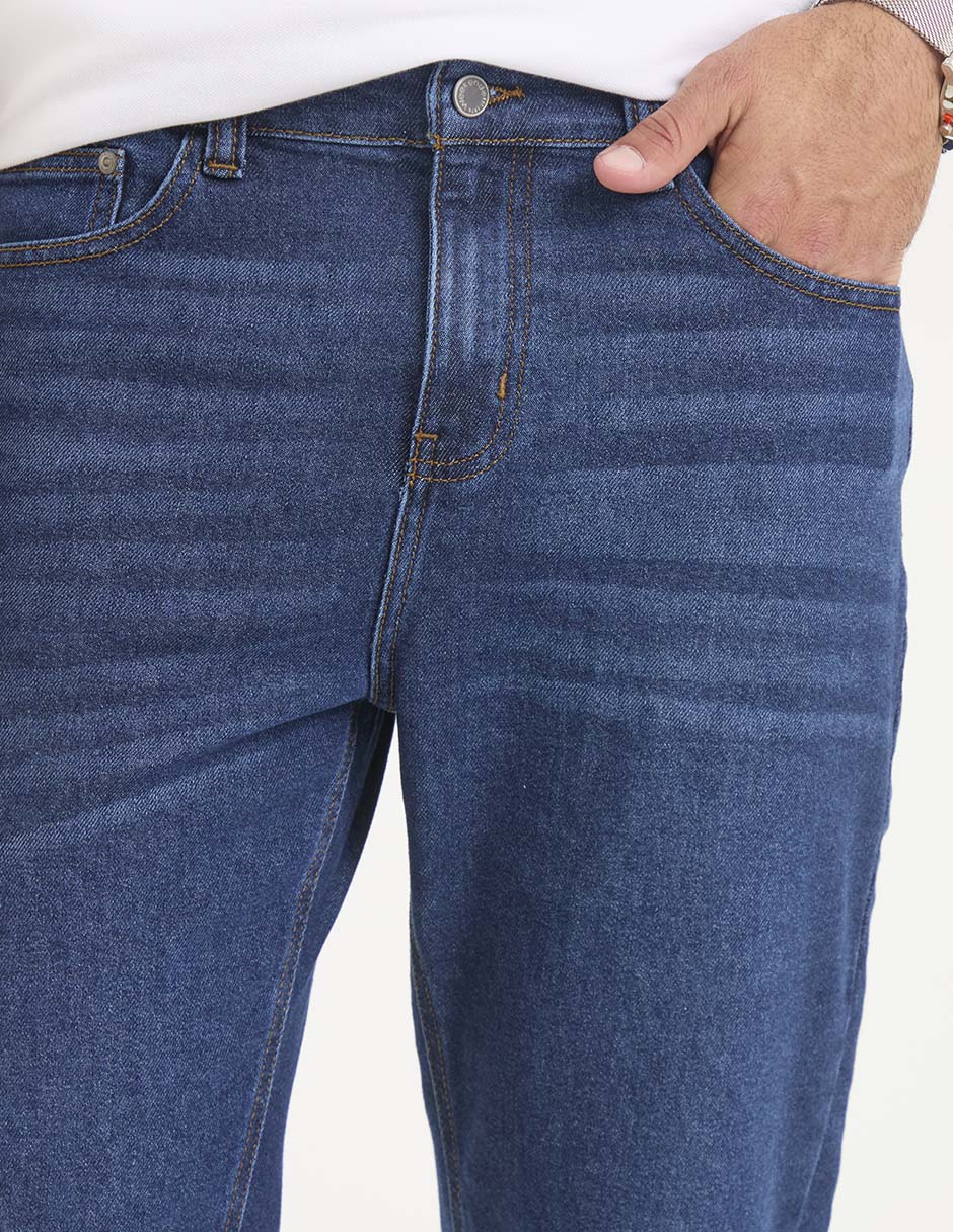 Jeans straight lavado medio para hombre 4