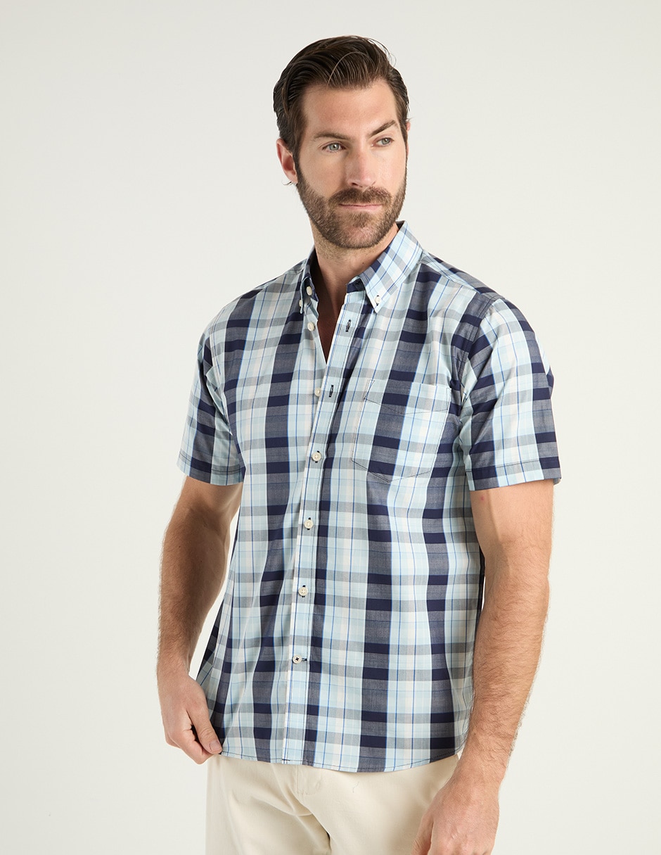 Camisa Casual de algodón manga corta para hombre