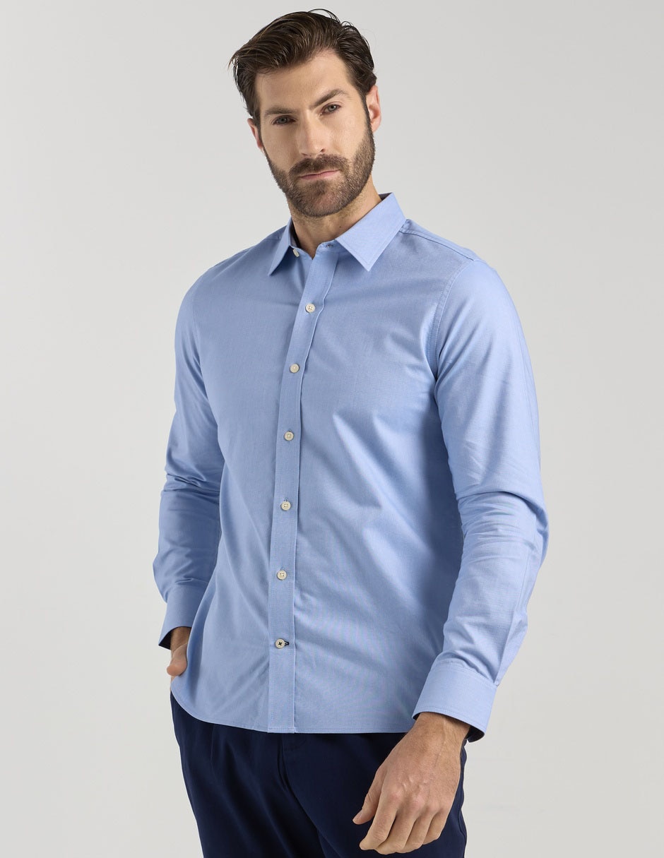 Camisa business casual de algodón manga larga para hombre