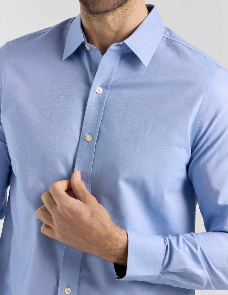 Camisa business casual de algodón manga larga para hombre 4