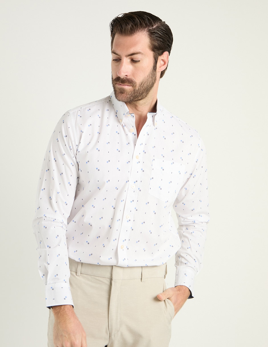 Camisa casual de algodón manga larga para hombre