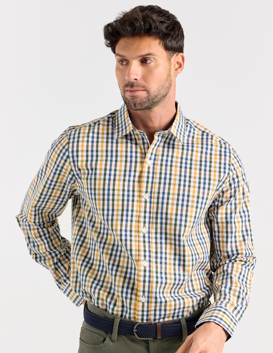 Camisa casual de algodón manga larga para hombre
