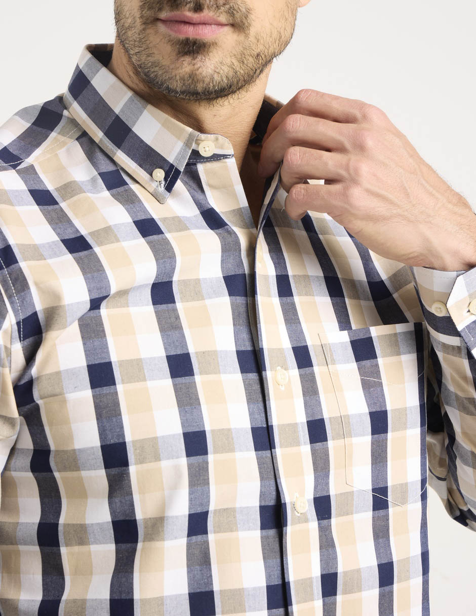 Camisa casual de algodón manga larga para hombre 4