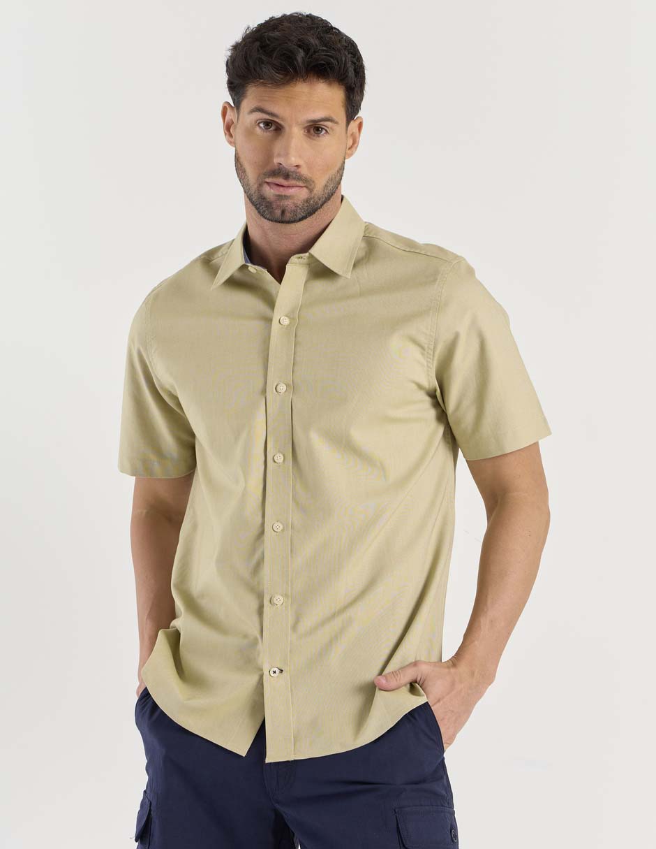 Camisa casual de algodón manga corta para hombre
