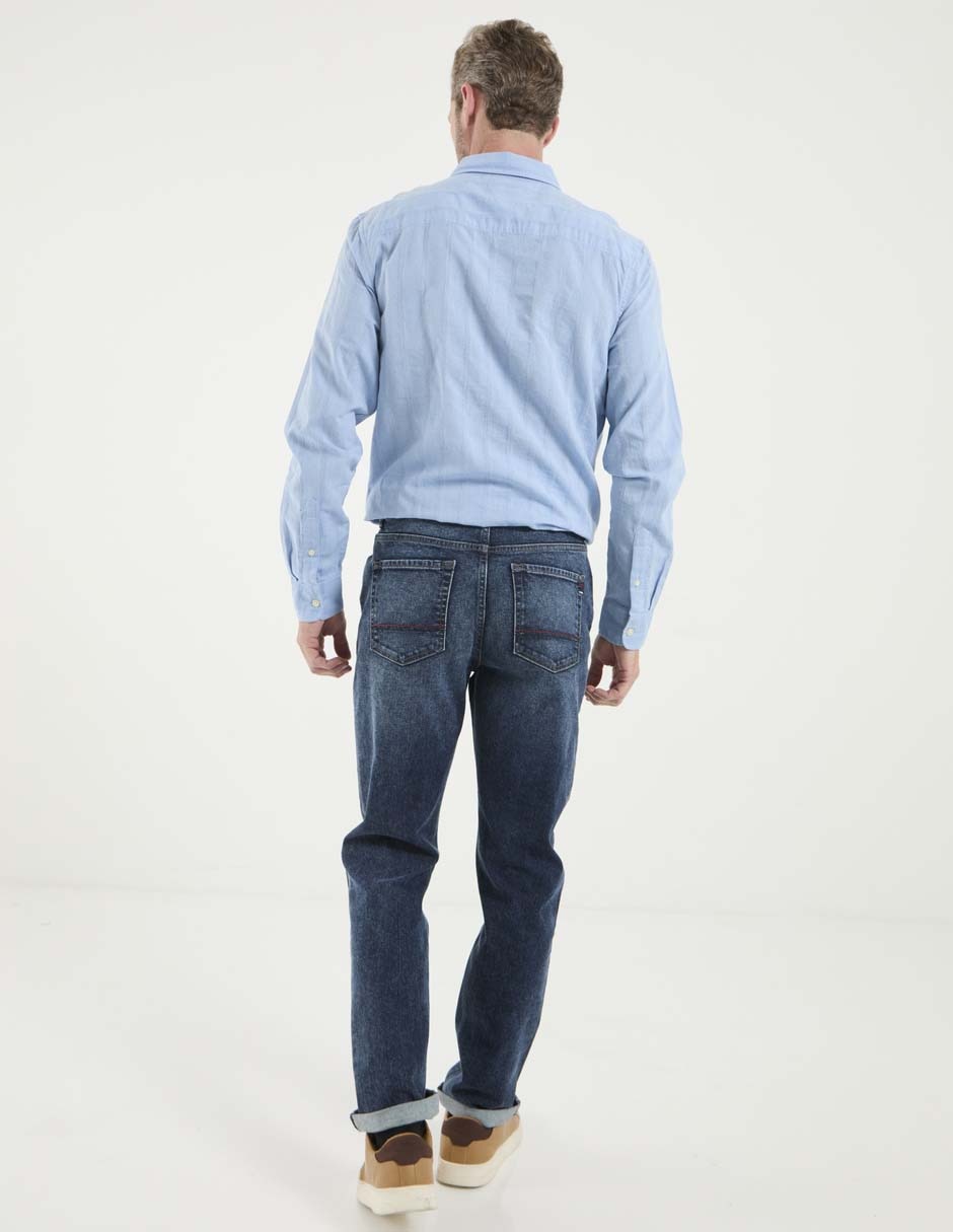 Jeans straight deslavado para hombre 2