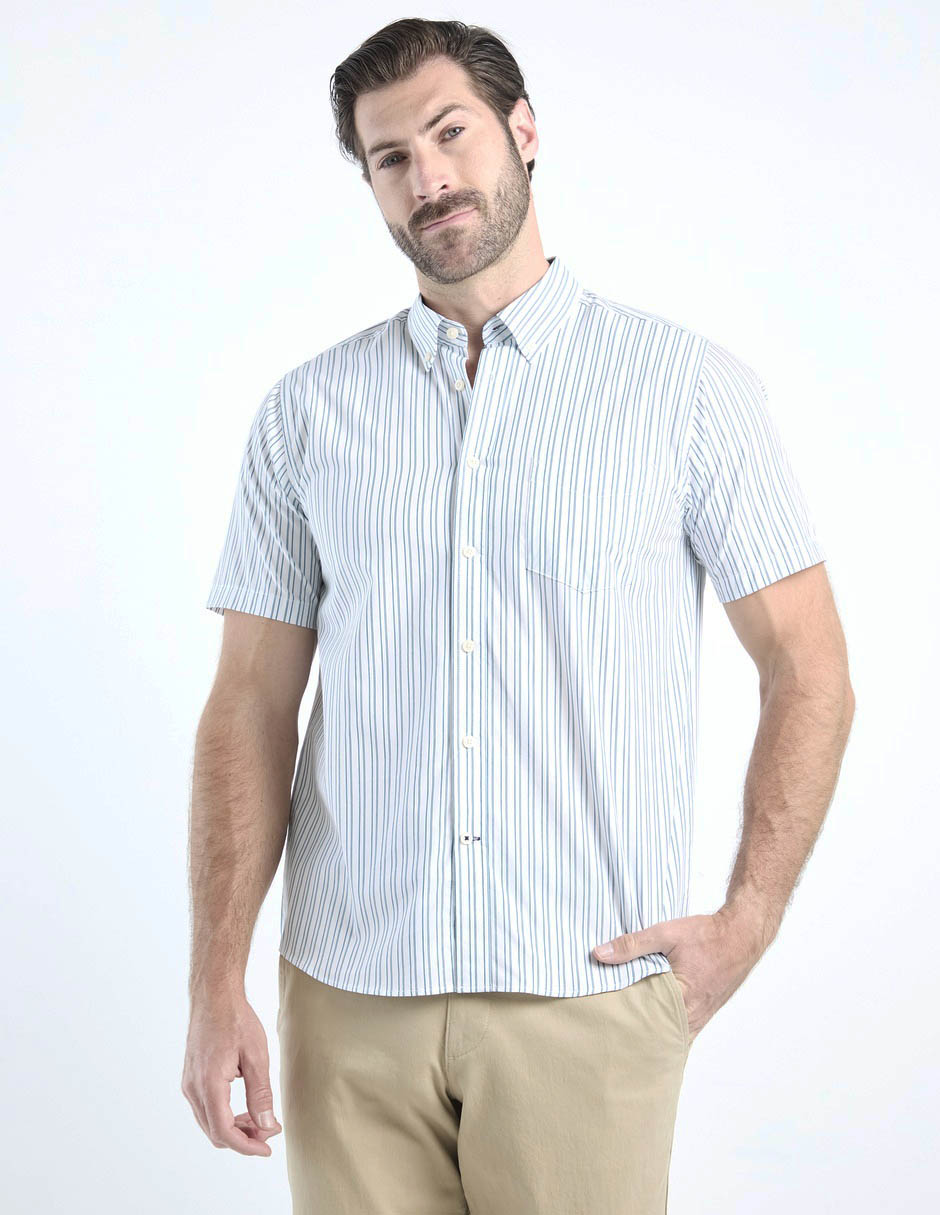 Camisa casual de algodón manga corta para hombre