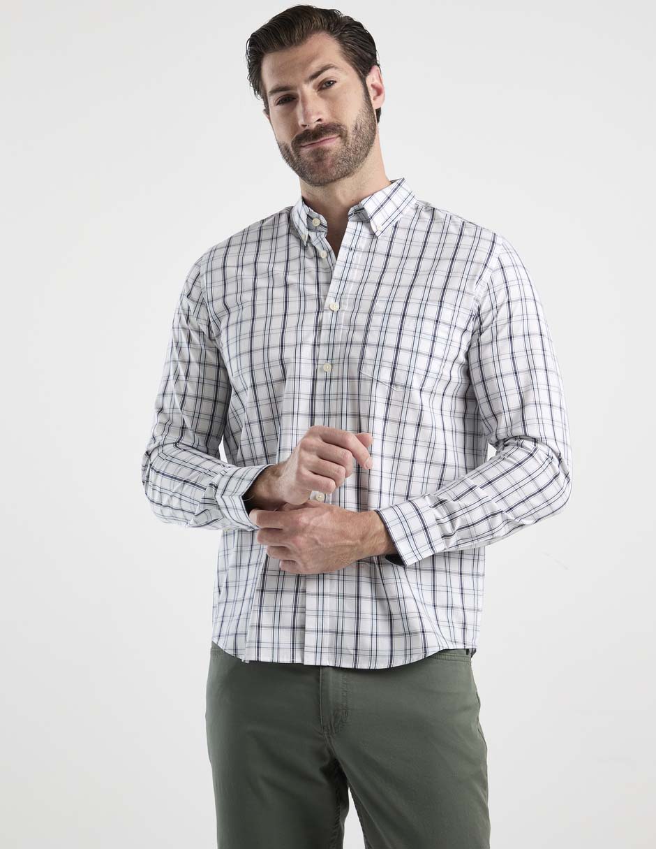 Camisa casual de algodón manga larga para hombre