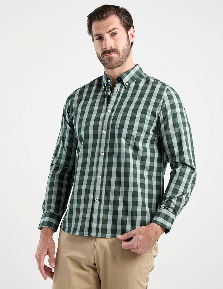 Camisa casual de algodón manga larga para hombre